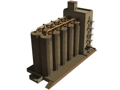 Silo grain Low-poly 3D model