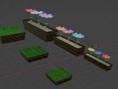 Flowers and grass low polly asset pack Low-poly 3D model
