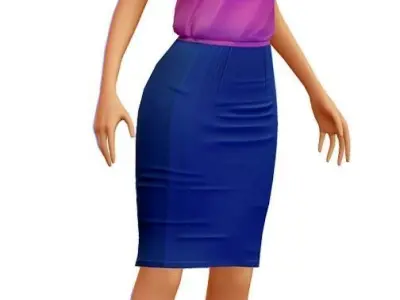Young Woman - Smart Casual Clothes - Chic Street Style Outfit Low-poly 3D model