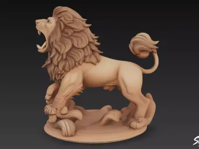 Lion Statue V26 Low-poly 3D model