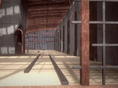 Convention Center Destroyed Low-poly 3D model
