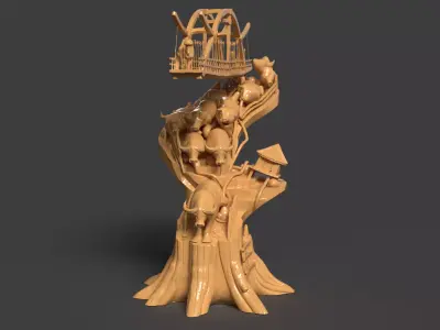 Chinese Bamboo Handcraft  Low-poly 3D model