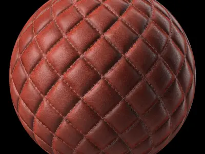 Leather Materials 17- Stitched leather  Pbr 4k Seamless Low-poly 3D model