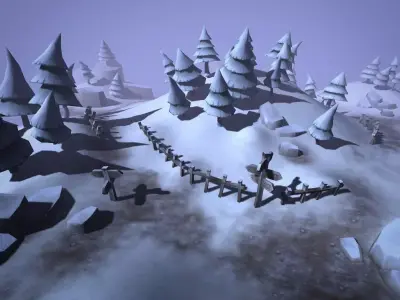 Winter Forest Low-poly 3D model