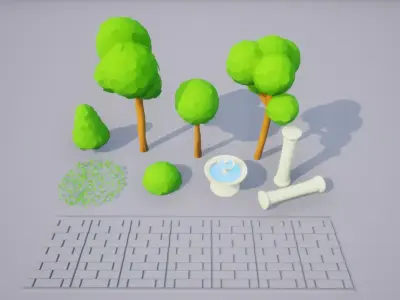 Stylized Low-Poly Game Ready Asset Pack Low-poly 3D model