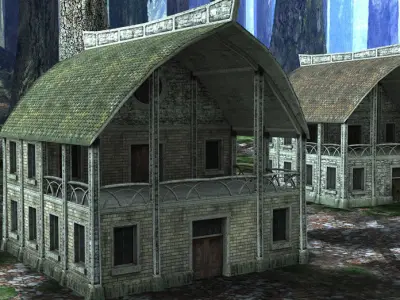Elven Houses 3 Low-poly 3D model