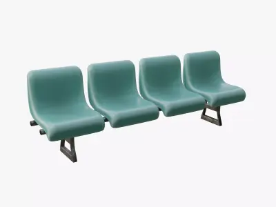 4 Seats Airport Waiting Room Bench Low-poly 3D model
