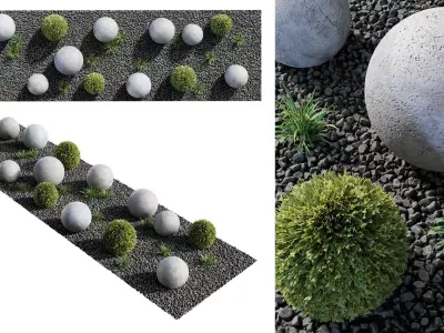 Modern Courtyard 04 - PBR - 4K - Midpoly 3D model