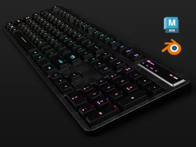 LED Neon Light Gaming Keyboard Free low-poly 3D model