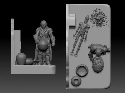 star wars scene the mandalorian - yoda 3D print model