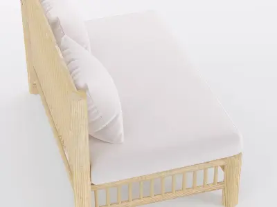 sofa natural teak 3D model