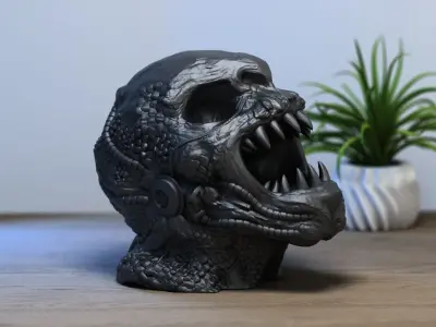 Demon Robot Headphone Stand  Beast Cyborg Headset Stand 3D print model