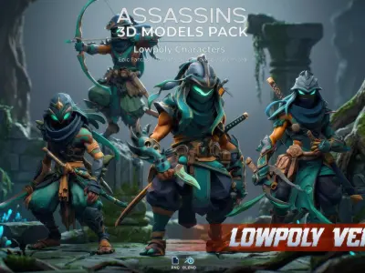 Fantasy Shadow Assassins LowPoly Low-poly 3D model