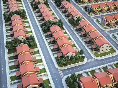 Neighborhood Houses 01 Low-poly 3D model