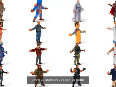 Diverse 3D Characters Collection 3D Model Pack