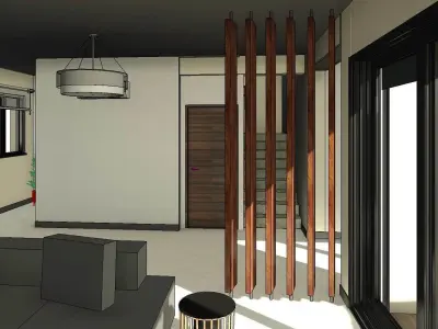 Wooden Column Decor Screens Room Divider 3D model