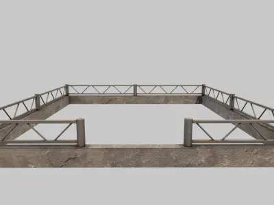 Fenced Grave With Ornate Cross Low-poly 3D model