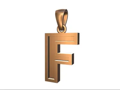 marquee style initial letter F pendant 3D print model