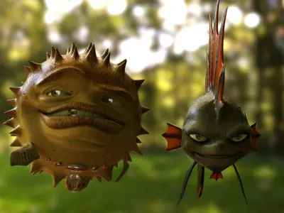 3D Fish Characters - Cartoon - Punker Fishes 3D model