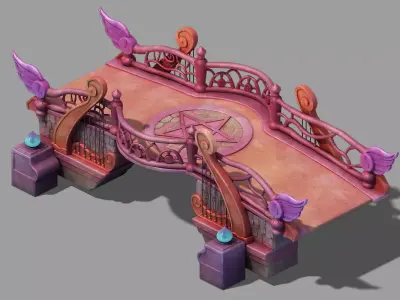 main city - Pink Stone Bridge 02 3D model