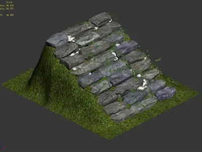 New Village - stone steps 02 3D model