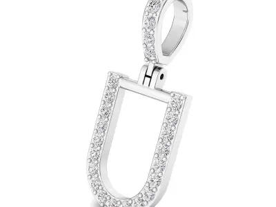 Alphabet U-letter single row pendant 3D print model