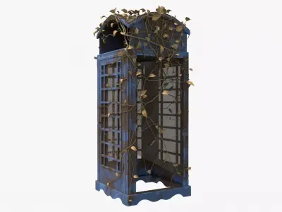 Rusty Telephone Box with Ivy 3D model