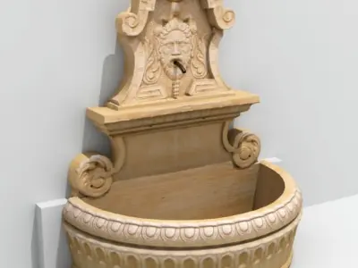 Fountains collection 1 stone fountain with ornate design 3D model