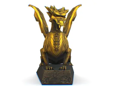Statue Pedestal of the Golden Dragon Low-poly 3D model