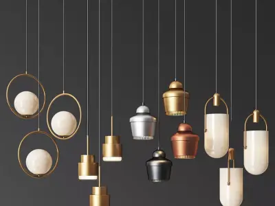 Four Hanging Light Set 06 3D model