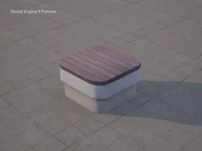 street bench Low-poly 3D model 12