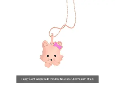8 Puppy Diamond Light Weight Kids Pendant Necklace Charms 3D Model Pack