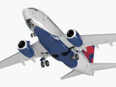 Delta Air Lines Boeing 737 with Cockpit and Cabin 3D model