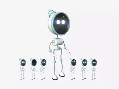 Cute Robot D03 White - SciFi Character Design Low-poly 3D model