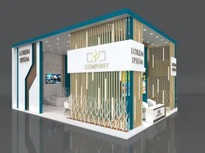 Exhibition Booth Stand Stall 10x7m Height 500 cm 3 Side Open 3D model