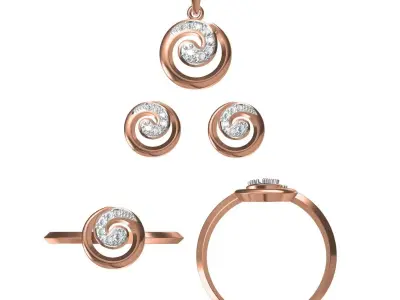 Light wt Ring Earrings Pendant set 3dm stl 1-render details 3D print model 37