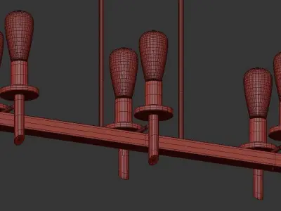 Tavern 6 light fixture with six lights hanging from it 3D model