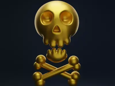 Golden skull sculpt 3D model