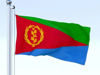 Animated Eritrea Flag Low-poly 3D model