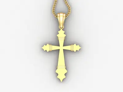 Light Gold 18K Cross Pendant 2CP080 3D print model