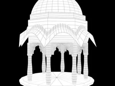 gazebo with dome roof Low-poly 3D model