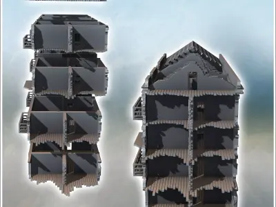Pavlovs Houses three-story ruined buildings Stalingrad USSR 38 - 3D print model