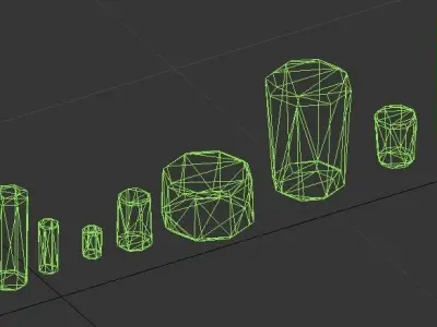 Crystals Cyl 8 pcs  Low-poly 3D model