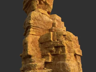 Low poly Yellow Canyon Column 181127 Low-poly 3D model
