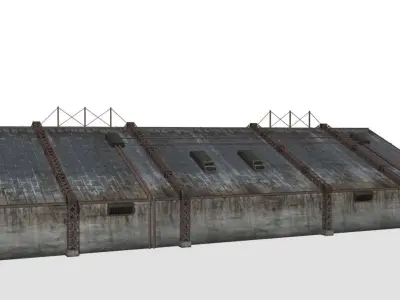 Concrete Hangar Low-poly 3D model