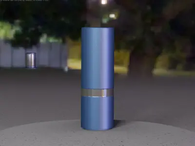 Low-Poly Blue Light Column 5 - Street Light Set-9 Low-poly 3D model