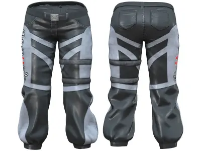 Space Biker Full Pants Cropped Top Boots Outfit Low-poly 3D model