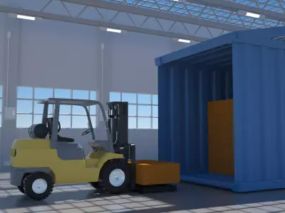 Yellow mobile forklift 3D factory 3D model