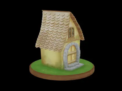 Lowpoly Snow Fairy House Free low-poly 3D model