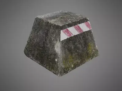 Barricade concrete block with stripes Low-poly 3D model